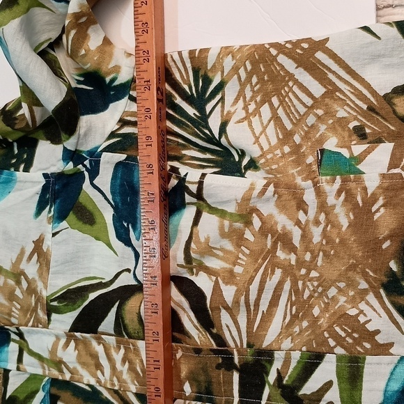 ⭐️Chico's Zip-Front Tropical-Print 3/4 Sleeves 100% Linen Jacket NWT - Picture 9 of 13